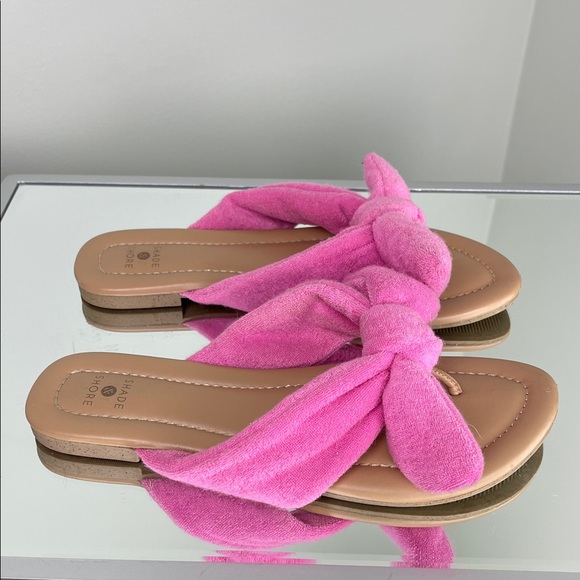 Shade & Shore Shoes - Shade & Shore Pink Bow Slide Sandals Ladies Size 9